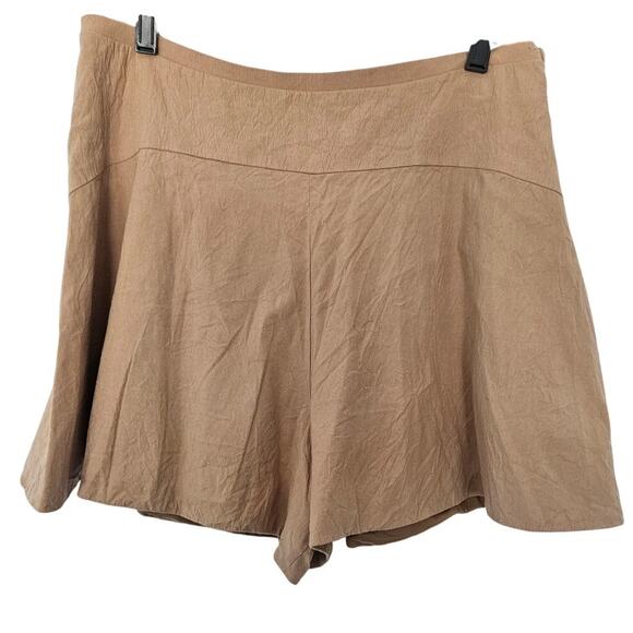 Vince Pants - VINCE Tan Khaki Linen Blend Flounce Side Zip Shorts High Waisted sz 10 Preppy
